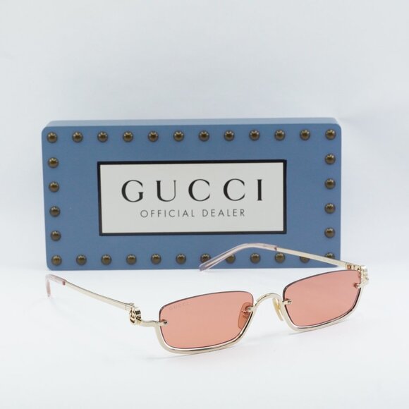 Gucci GG1278S 003 Rectangle Sunglasses - Gold\Red - Picture 7 of 10